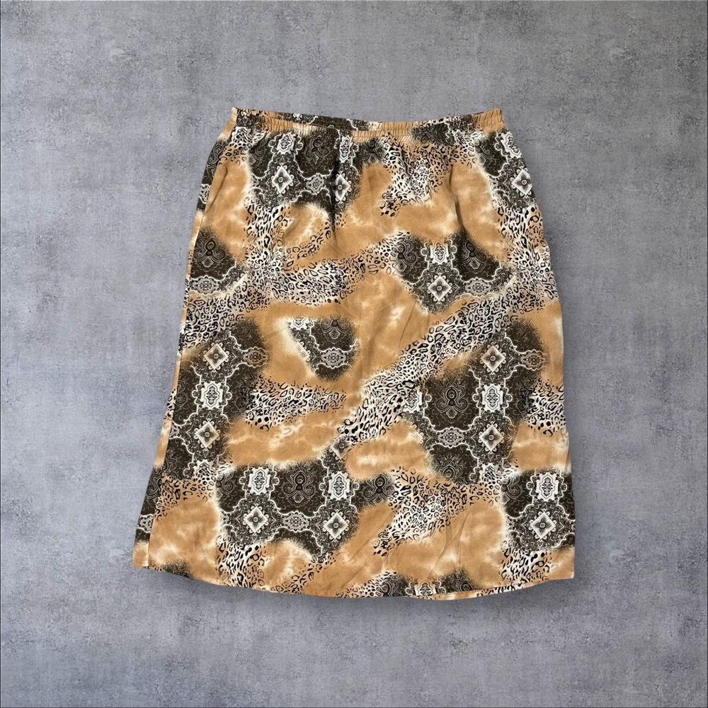 Brown Paisley Animal Print Maxi Skirt